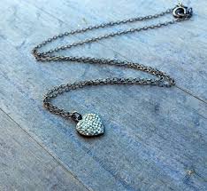 Natural Diamond Heart Pendant: Oxidized Sterling Silver ...