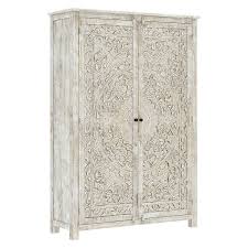 Salman Hand carved Solid Wood Large White Wardrobe Armoire ...