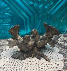 Vintage Heavy Bronze or Bronzed Brass Birds Statue - Doves ...