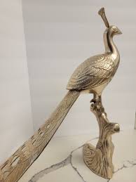 Vintage Hollywood Regency Brass Peacock on a branch Statue ...