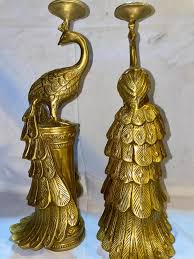 Brass Peacock Candle Stand Pair Sculpture,delicately Crafts ...