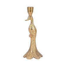 10" Peacock Taper Candle Holder in Gold by Sagebrook Home