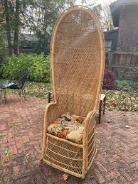 Vintage Porter Style Peacock Chair Boho Accent Chair Wicker Canopy Peacock Hooded Wiccker Throne Peacock Accent Chair - Etsy