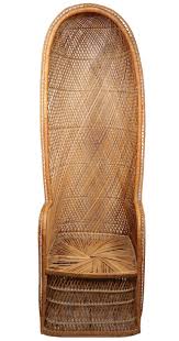 Mod Wicker High Back Dome Top Chair c. 1970's For Sale at 1stDibs