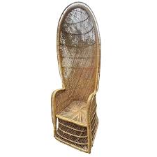 Vintage Peacock Chair Boho Accent Chair Wicker Canopy Peacock Hooded Rattan Throne | Chairish
