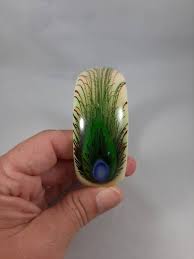 Vintage Retro Peacock Feather Plastic Bangle Bracelet - Etsy