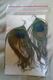 Vintage Real Peacock Eye Feather Earrings AB Auroras ...