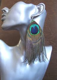 Peacock feather earrings all sizes clip on option Fashion ...