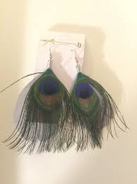 Zhoe dangling earrings feathers mix colors peacock Feather ...