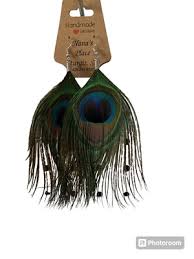 GENUINE PEACOCK FEATHER EARRING Natural Light Weight | eBay