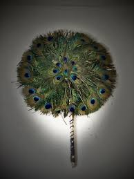 Rare - 19th Century Handmade Peacock Feather Hand Fan, Vintage, Collectible, Old | eBay