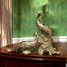 Mid-Century Syroco Gold Hollywood Regency Peacock Statues - a Pair | Chairish