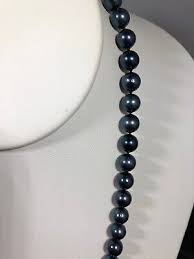 JAPANESE AKOYA BLACK PEARL NECKLACE 14 K WHITE GOLD GLASP 18 ...