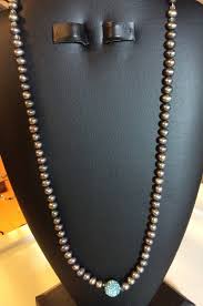 Pearl Necklace With a Light Blue Pave Bead, Classy One-of-a ...