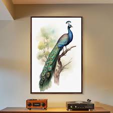 Peacock Wall Art, 24" X 36" Wall Art, Beautiful Vintage ...