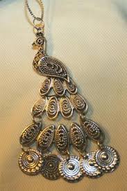 Delightful Mid-Sized Silvertone Spiral Dangle Peacock Pendant Necklace | eBay