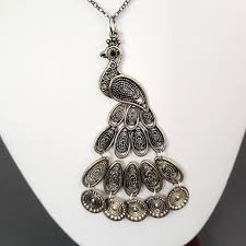 Womens Peacock Charm Pendant Dangle Ornate Filigree Fashion Necklace 22 in | eBay