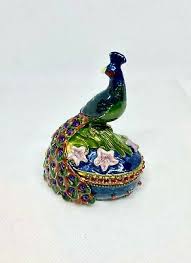 Peacock Enamel Crystals Oval Trinket Box | eBay