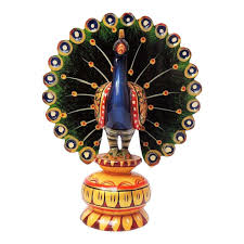 Wooden Peacock Figurines | Love Birds Peacock Statue