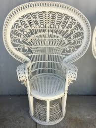 1970S SINGLE HOLLYWOOD REGENCY VICTORIAN PEACOCK CHAIR WICKER RATTAN PROP BRIDAL | eBay