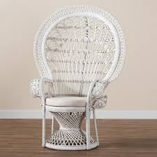 bali & pari Kallima Rattan BOHO Peacock Chair, White - Walmart.com