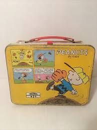 1965 ORIGINAL Yellow Peanuts Thermos Metal Lunchbox Charlie Brown, Snoopy | eBay