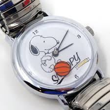 Snoopy dribbling Basketball Watch with Silver Link Band ...
