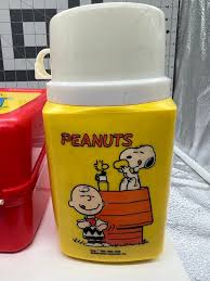 Vtg Peanuts Thermos Lunchbox Red With Yellow Original ...