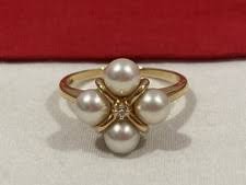 Pearl Diamond Cocktail Rings Cultured Yellow Gold Fine Rings for sale | eBay