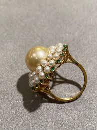 Golden South Sea Pearl and Seed Pearls Ring in 18k Yellow Gold For Sale at 1stDibs | gold pearl, pearl gold colour, south sea pearls price in pakistan