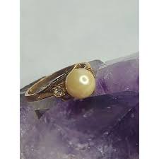 Vintage Signed Seta Gold-Plated Ring With Faux Pearl & Cz ...