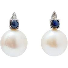 14 Karat White Gold Earrings with 13 Mm Cultured Pearls ...