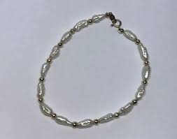 VINTAGE NATURAL FRESHWATER PEARL 14K YELLOW GOLD BALL BEAD ...