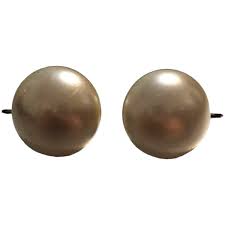Vintage Richelieu Faux Pearl Button Clip On Earrings Classic ...