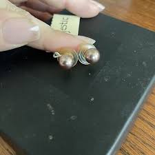 Majestic Rose Gold Pearl Earrings With Gold Tone Backing ...