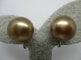 Vintage Signed STERLING Genuine Taupe PEARL Screw Back ...