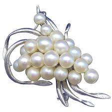 Gorgeous Sterling Silver High Quality Pearls Bunch of Grapes Brooch. For Sale at Ruby Lane