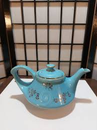 Pearl China Co Turquoise Blue Teapot 22K Gold Floral Rose ...