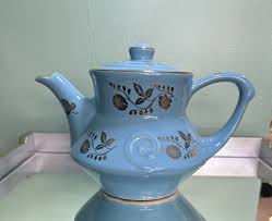 Pearl China Co Turquoise Coffee Pot 22 K Hand Painted Gold ...
