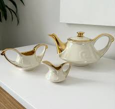 Vintage | Mid Century Pearl China Co. Teapot | Cream & Sugar Set - Etsy Israel