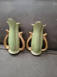 Pearl double handled 7"×5" vase pair 22 K gold painted | eBay