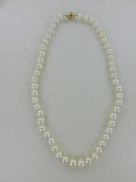 Beautiful White Pearl Choker 6mm w/14K Yellow Gold Ball Clasp 15" Necklace | eBay