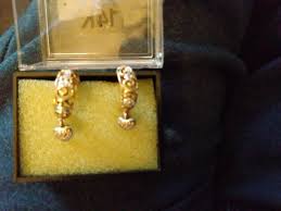 10 kt yellow gold earrings with heart Diamond chips | eBay