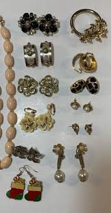 Vintage Large Lot Brooches, Clip On, Screw Back, & Pierced Earrings and Necklaces - Etsy