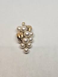 Ming's 14k Solid Gold White Pearls With Gold Leaf Design ...