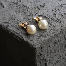 Gold & Silver Color Pearl Cufflinks,artificial Pearl Unique ...