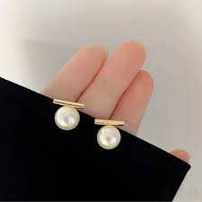 Round 18K Gold Sterling Silver Pearl Stud Bridal Earrings ...