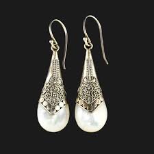 Vintage Carved Silver Mother of Pearl Earrings – Boylerpf
