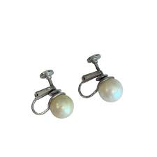 Vintage 1960s Faux Pearl Screwback Non-Pierced Earrings 3/8" Silvertone | eBay