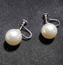 JAPAN Faux Pearl Screw Back Vintage Signed Earrings Soft White | eBay Australia